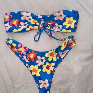 Floral Blue Bikini Set